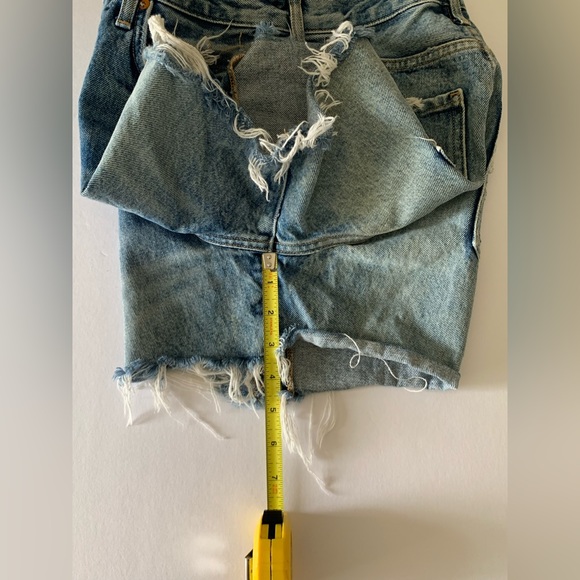 Agolde Distressed Blue Jean Shorts - Picture 9 of 9